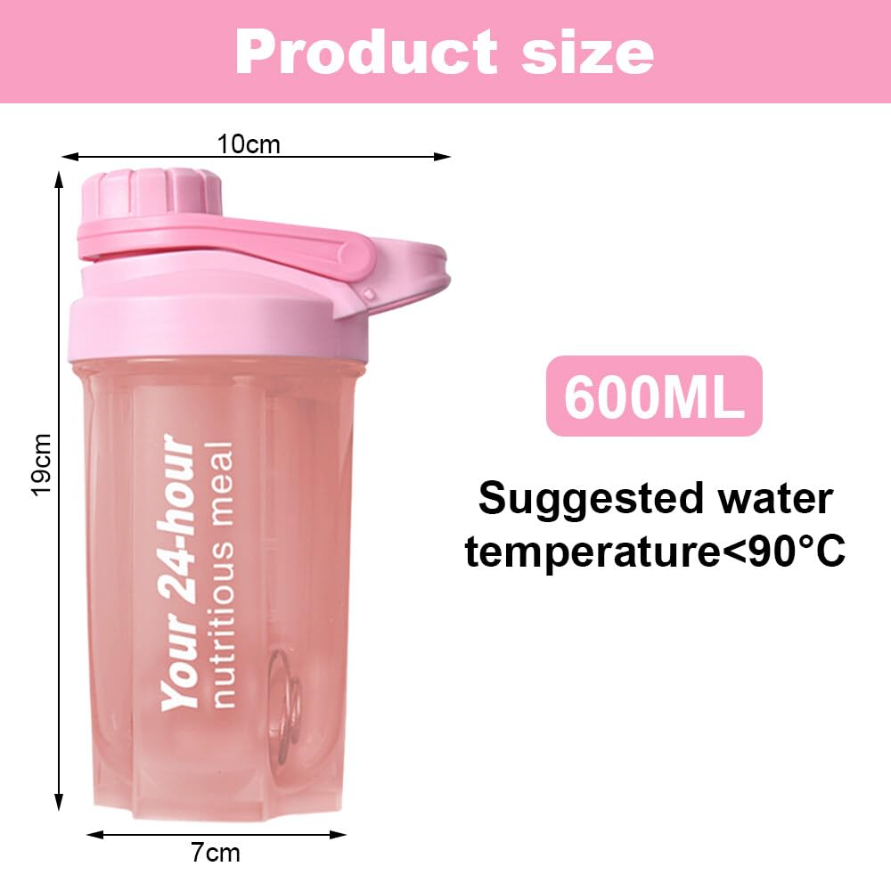 EACHPT Protein Shaker,Shaker per proteine da 600 ml per frullati di integratori,shaker per proteine con tappo a vite,setaccio e scala graduata|A prova di perdite,senza BPA