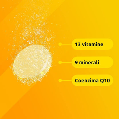 Supradyn Ricarica Multivitaminico Completo Vitamine e Minerali per Adulti, Integratore Vitamine A, B, C, D3, E, K, Magnesio, Calcio, Zinco, Selenio e Q10, Gusto Arancia 60 Compresse Effervescenti