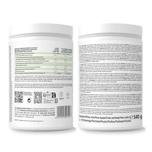 Weider Vegan Protein (750g) Gusto Cappuccino. Proteine Vegane 23g/dose isolate di piselli e riso, Con Vitamina B12 e Stevia, Senza Glutine, Senza Zucchero, Contenitore 50% Riciclato, 100% Riciclabile