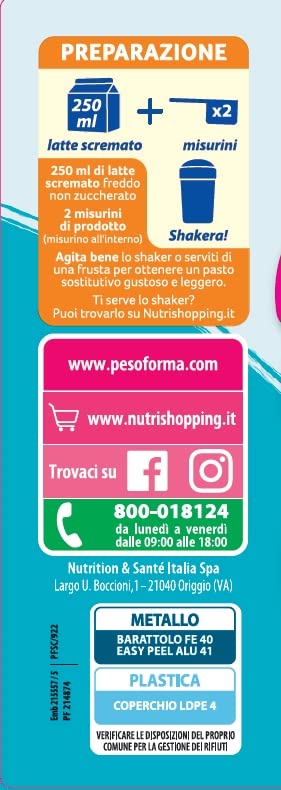 Pesoforma Smoothie Frutti di Bosco, Pasto sostitutivo per il controllo del peso, Smoothie gustoso che aiuta a rimettersi in forma, Ricco in proteine e fibre, Solo 202 calorie, 16 pasti, 436 gr