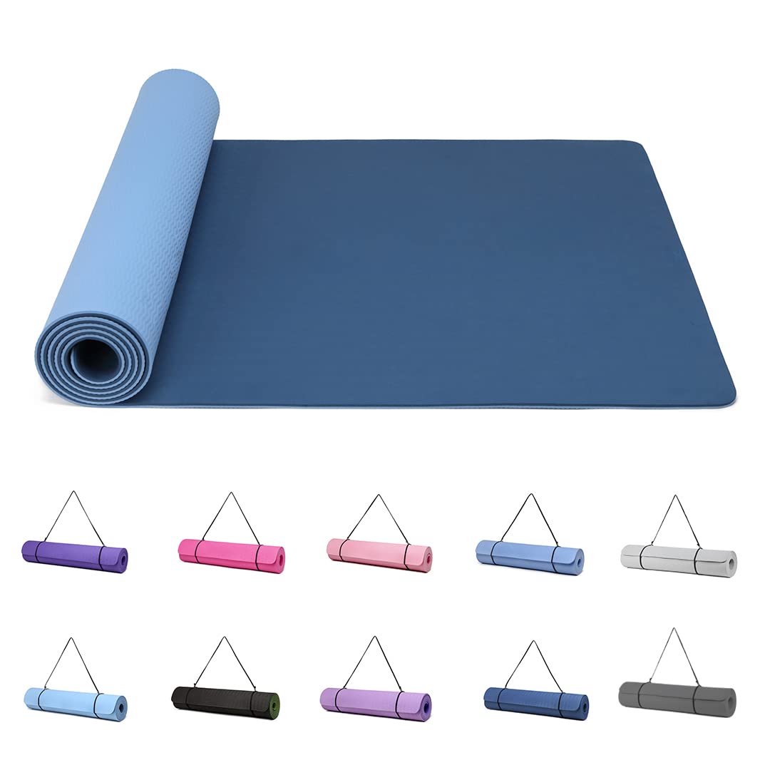 Good Nite Tappetini da Yoga da Donna Antiscivolo Con Superficie Testurizzata, Spessore 6 Mm, Con Cinghia Per Il Trasporto, Tappetino per Yoga, Pilates, Ginnastica (183 * 61 * 0,6 Cm)