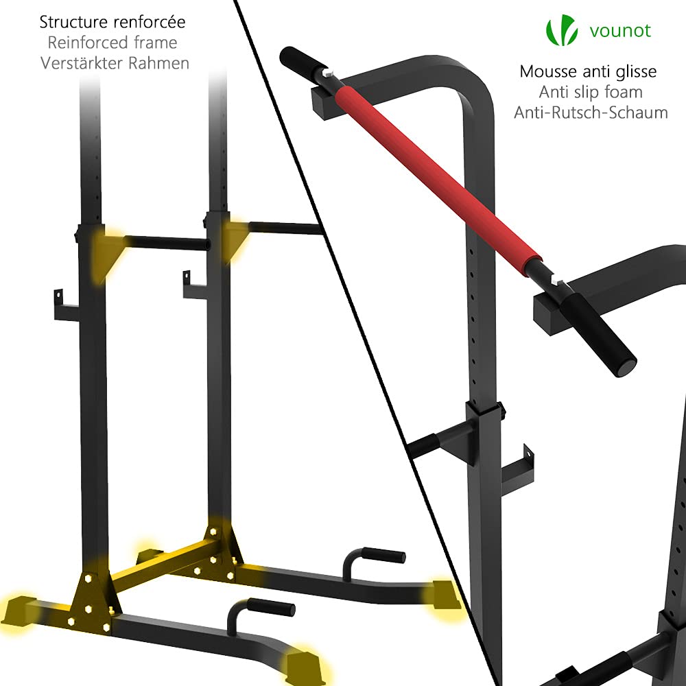 VOUNOT Power Tower, Dip Station Pull Up Bar for Home Gym Strength Training