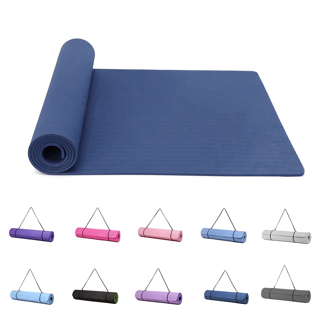 Good Nite Tappetini da Yoga da Donna Antiscivolo Con Superficie Testurizzata, Spessore 6 Mm, Con Cinghia Per Il Trasporto, Tappetino per Yoga, Pilates, Ginnastica (183 * 61 * 0,6 Cm)