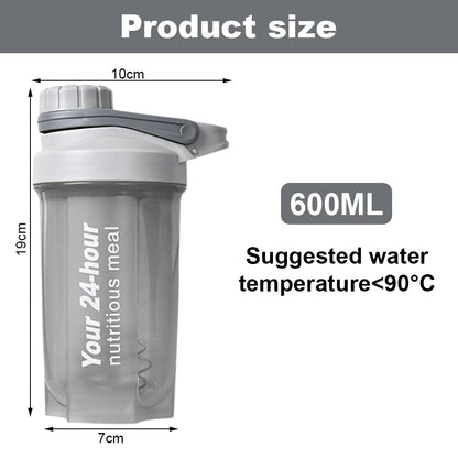 EACHPT Protein Shaker,Shaker per proteine da 600 ml per frullati di integratori,shaker per proteine con tappo a vite,setaccio e scala graduata|A prova di perdite,senza BPA