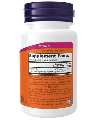 NOW Foods MK-7 Vitamina K-2, 100 mcg, 60 vcaps