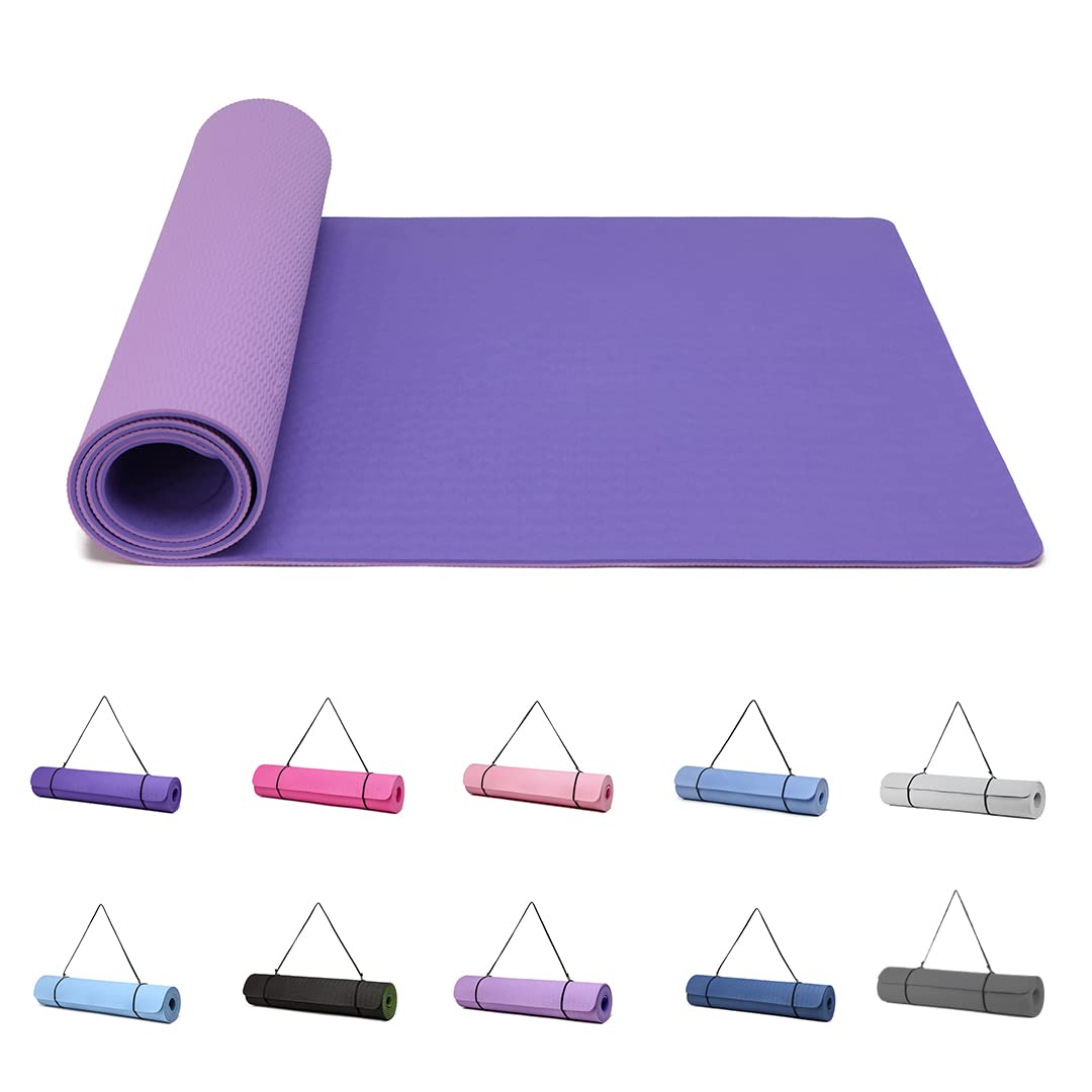 Good Nite Tappetini da Yoga da Donna Antiscivolo Con Superficie Testurizzata, Spessore 6 Mm, Con Cinghia Per Il Trasporto, Tappetino per Yoga, Pilates, Ginnastica (183 * 61 * 0,6 Cm)