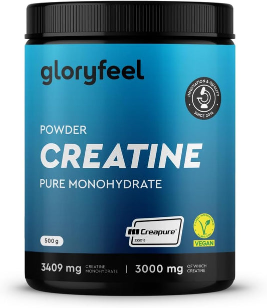 Creatina Monoidrata in Polvere 500 g, Materia Prima di Marca Creapure ad Alto Dosaggio, Supporto per Sport e Atleti, 100% Creatina Pura e di Alta Qualità, Palestra e Pre Workout