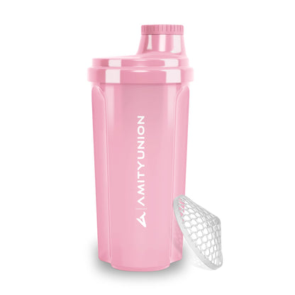 AMITYUNION Shaker per proteine 500 ml Heaven a prova di perdite, senza BPA con setaccio cliccabile e scala per frullati cremosi di siero di latte, shaker per proteine, originale in Rosa