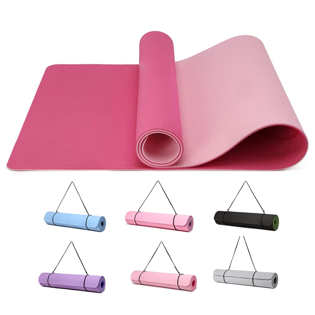 Good Nite Tappetino da ginnastica, yoga, fitness, antiscivolo, per allenamento, sport, turn, pilates, con tracolla, 183 x 61 x 0,6 cm