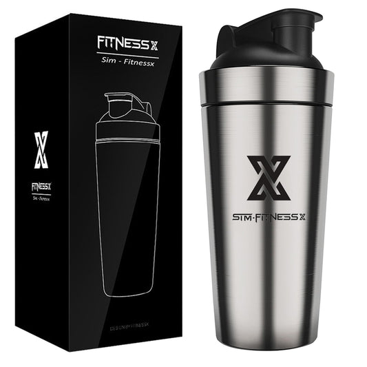 X SIM FITNESSX Shaker Proteico in acciaio inox 700 ml per sport Shaker Proteico con sfera Vacumm Shaker