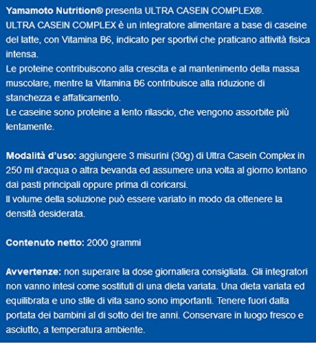 Yamamoto Nutrition Ultra Casein COMPLEX integratore alimentare a base di caseina del latte con vitamina B6 gusto Cioccolato 2Kg