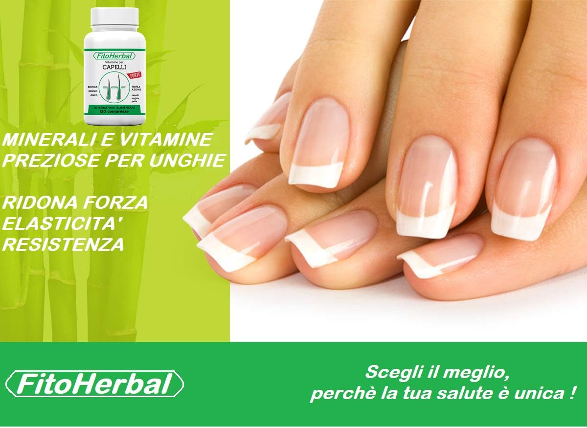 FitoHerbal Biotina + Zinco + Selenio 120 Compresse Integratore Tripla Azione Per Crescita Capelli, Migliora Aspetto Cutaneo Viso, Ridona Forza Resistenza alle Unghie. Qualità Made in Italy