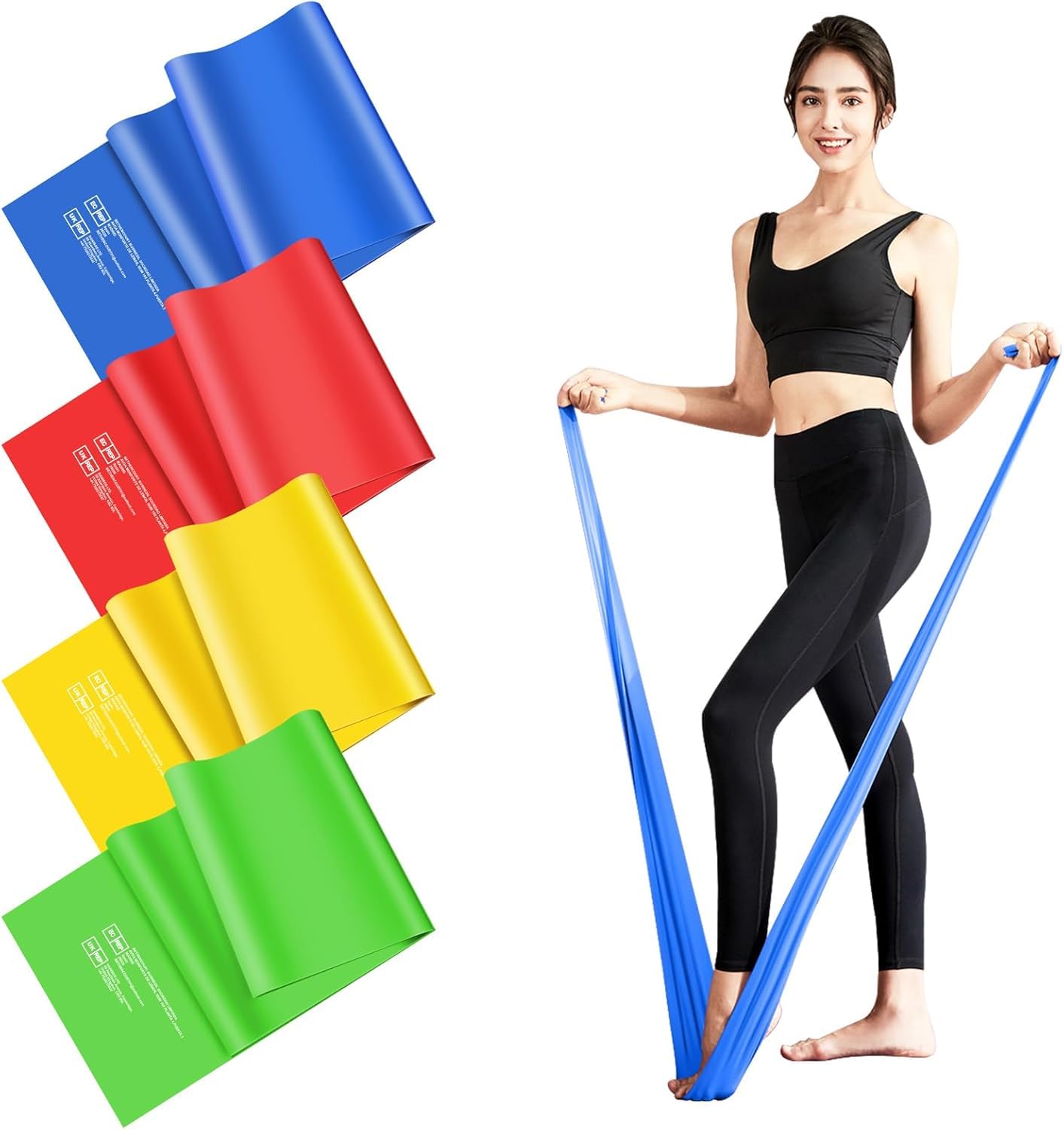 Fokky Elastici Fitness [Set di 4], 1.5M Elastico Fitness con 4 Livelli di Resistenza, Elastici Palestra con Borsa per il Trasporto, Bande Elastiche Fitness per Pilates Yoga Fitness Crossfit