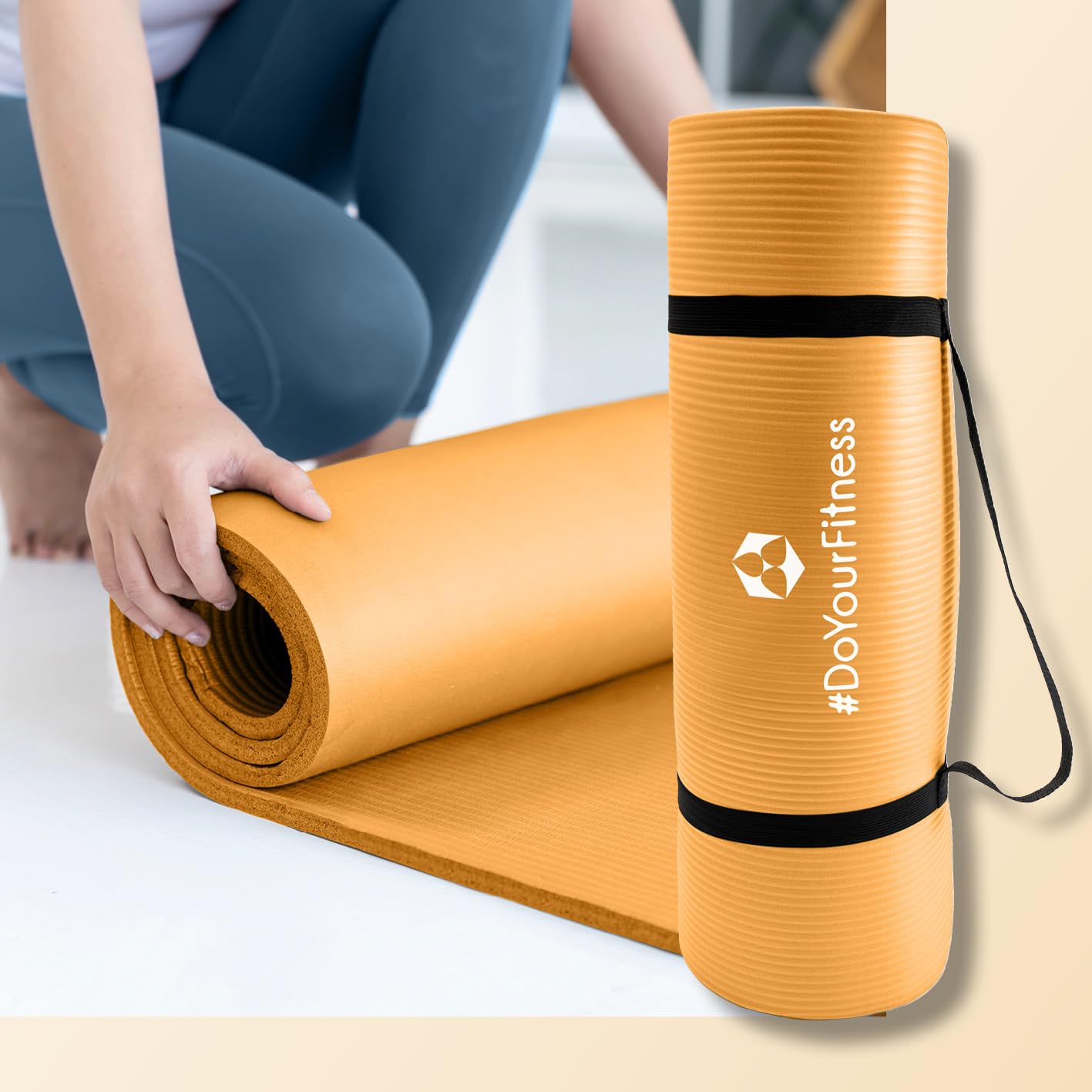 #DoYourFitness Tappetino yoga antiscivolo | Spessore da 0,8cm a 2cm | 183cm x 61cm o XXL 190cm x 100cm | Per principianti e utenti avanzati [Adatto per uso interno/esterno]