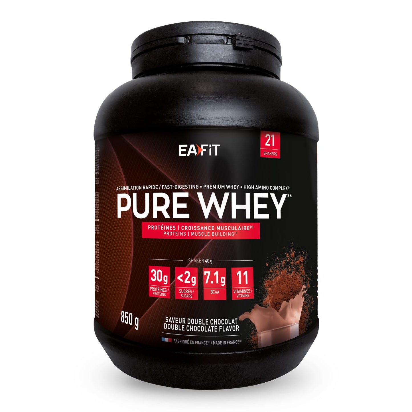 Proteine Whey Pure Whey EAFIT, 850g, Proteine in Polvere del Siero del Latte, Gusto Intense Vaniglia, Aminoacidi ed Enzimi Digestivi, Proteine Massa Muscolare, Assimilazione Rapida, Whey Protein