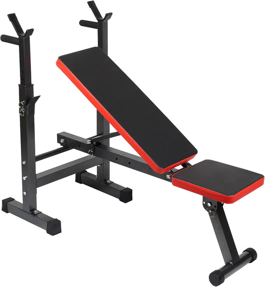 Wiltec Panca per Pesi Pieghevole per Max 230kg Panca Fitness 2in1 inclinata e Piana Porta bilanciere