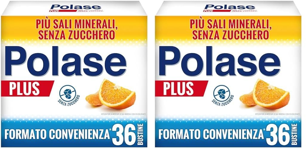 Polase Plus, più Magnesio e più Potassio, Integratore Alimentare di Sali Minerali, Contro Stanchezza e Fatica, Gusto Arancia e Mandarino, 36 Bustine formato convenienza