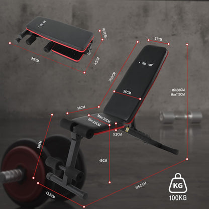 ISE Panca Pesi Pieghevole, Panca Palestra Inclinabile/Multifunzione, Panca Addominali con Schienale Regolabile in 7 Angolo, Panca per Allenamento Casa, Panca Piana Max.100KG Salvaspazio