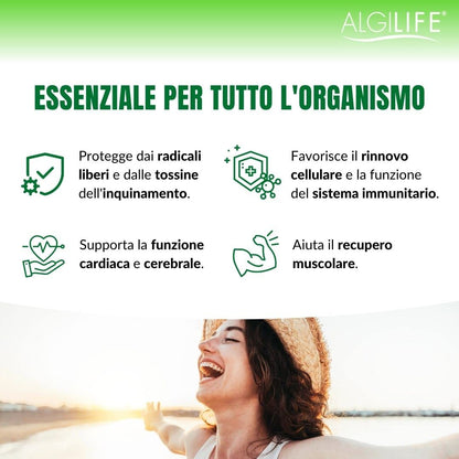 ALGILIFE Vitamina E | Integratore Vitamine E Pura Tocoferolo e Tocotrienolo | Antiossidante, 100% Naturale, Sviluppo e Mantenimento Funzione Nervosa e Muscolare (60 capsule vegetali, scorta 2 mesi)