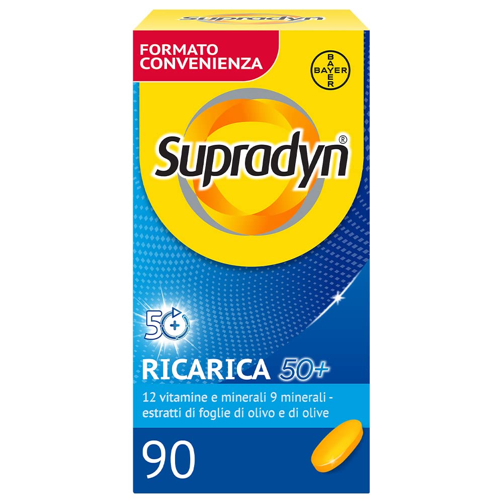 Supradyn Ricarica 50+ Integratore Multivitaminico Completo Vitamine e Minerali con Vitamina B12, C, D, Zinco per Stanchezza Fisica e Concentrazione dai 50 Anni Uomo e Donna, 30 Compresse Rivestite