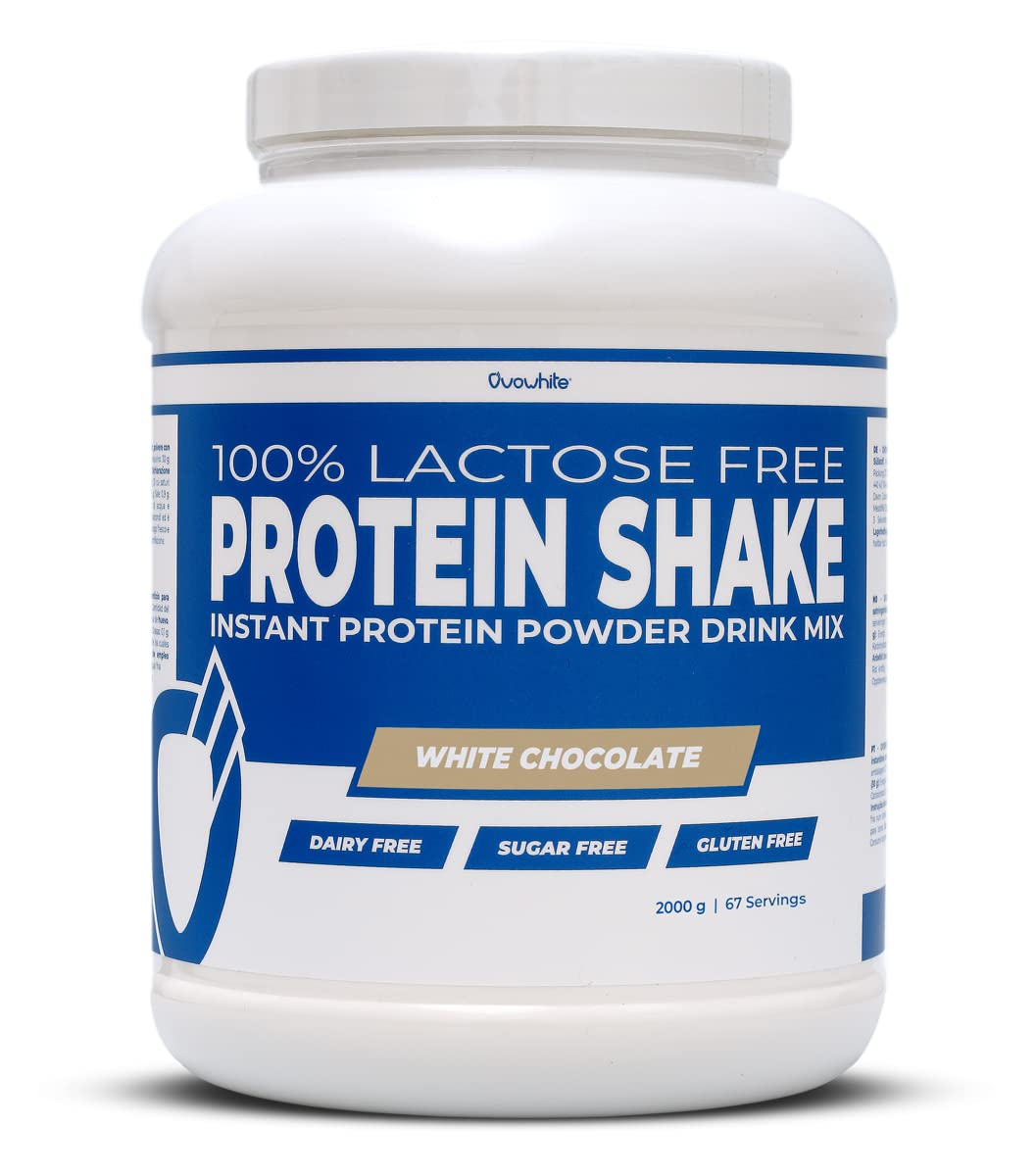 Ovowhite 100% Egg Protein Shake Lactose Free/Gluten Free/Sugar Free - Proteine in Polvere Isolate dell'Uovo Istantanea (Cookies & Cream, 800 g)