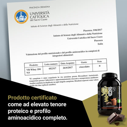 NET Integratori VB WHEY 104 9.8 Optipep - 450g Cioccolato - Proteine Isolate Idrolizzate per via Enzimatica Con EAA e BCAA - Massimizza Sintesi Proteica, Crescita e Mantenimento Muscolare