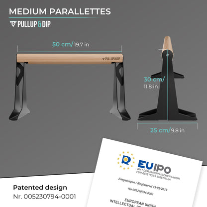 PULLUP & DIP Parallele in Legno, Parallettes Basse o Medie con Maniglie Ergonomiche, Barre Parallele Maniglie per Flessioni per Calisthenics e Corpo Libero