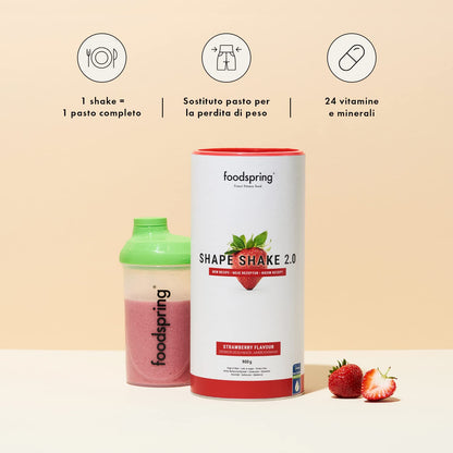 foodspring Shape Shake Bustine Monoporzione, 10 x 60 g, Sostituto pasto per il controllo del peso*, Ricco di proteine, Vitamine e minerali