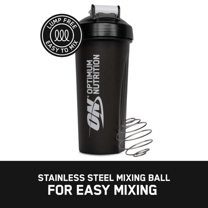 Optimum Nutrition Shaker con sfera di miscelazione in acciaio inox, senza BPA e DEHP, lavabile in lavastoviglie, per proteine in polvere, integratori per allenamento e frullati sostitutivi dei pasti,