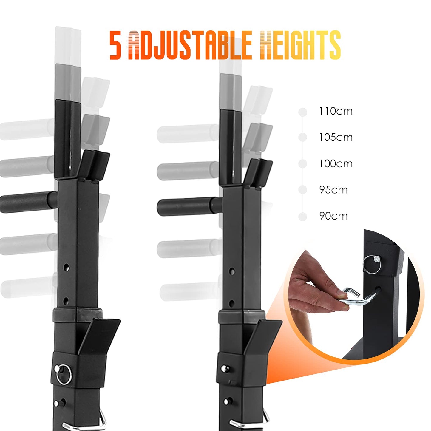 ISE Panca Pesi Multifunzione con Portabilanciere, Panca per Sollevamento, Pesi Pieghevole Panca Regolabile con Portabilanciere, SY-544