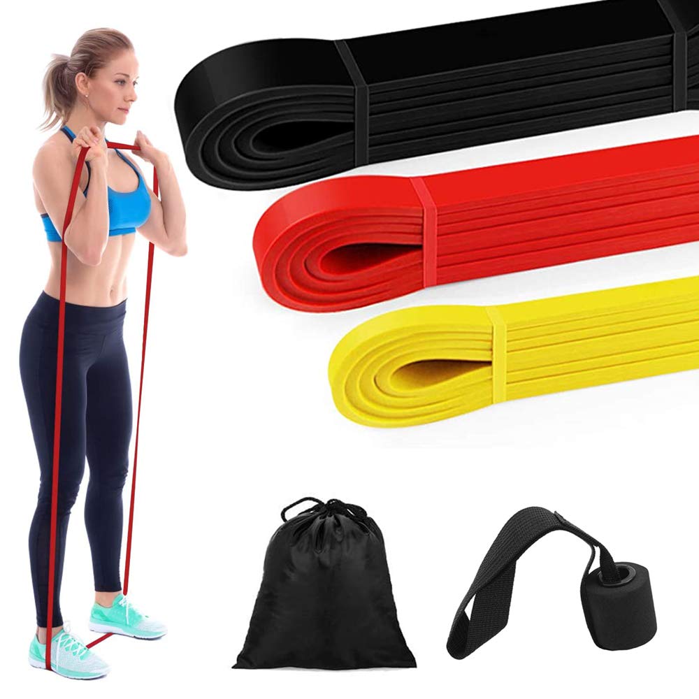 Victoper Elastici Fitness Set di 3 Bande Elastiche Fitness di Resistenza Diversi Livelli,Elastico Fitness con Ancoraggio alla Porta,Elastici Palestra Adatte per Uomo e Donna,Stretching,Pilates