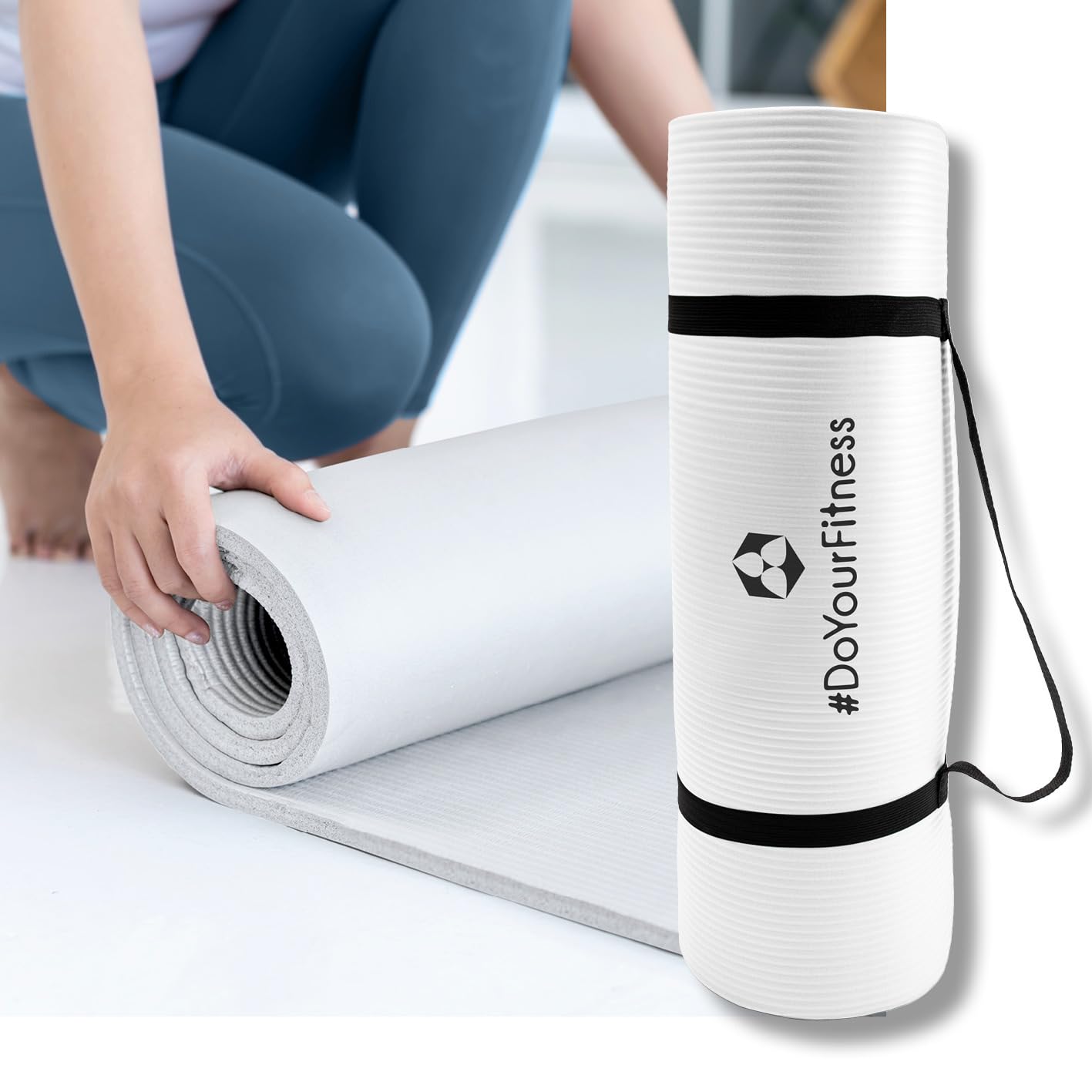 #DoYourFitness Tappetino yoga antiscivolo | Spessore da 0,8cm a 2cm | 183cm x 61cm o XXL 190cm x 100cm | Per principianti e utenti avanzati [Adatto per uso interno/esterno]