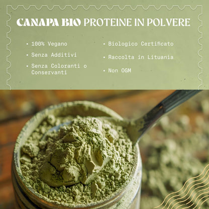 NaturaleBio Proteine di Canapa 500 g - Proteine Vegane per uno Stile di Vita Attivo - Proteine Vegetali in Polvere per Diete Keto, Senza Glutine o Senza Lattosio - Da Semi di Canapa Bio Certificati