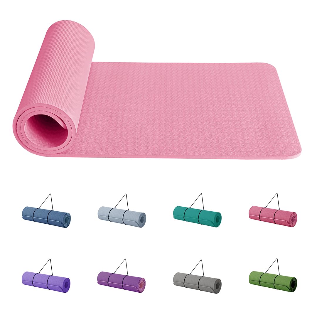 Good Nite Tappetini da Yoga da Donna Antiscivolo Con Superficie Testurizzata, Spessore 6 Mm, Con Cinghia Per Il Trasporto, Tappetino per Yoga, Pilates, Ginnastica (183 * 61 * 0,6 Cm)