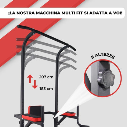 Mobiclinic® Fitness, Power Tower Dip Station, Fino a 200 kg, MultiFit, Altezza e Schienale Regolabili, Stazione di Trazione Muscolare, Torre Multifunzionale, Robusta, Palestra Domestica, Pull-up