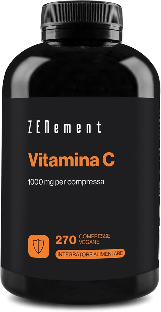 Vitamina C, Vitamina C 1000mg ad Alto Dosaggio, 270 Compresse Vegan (9+ mesi), Vitamina C Pura Compresse, Integratore Difese Immunitarie, Vitamin C Concentrata Acido Ascorbico