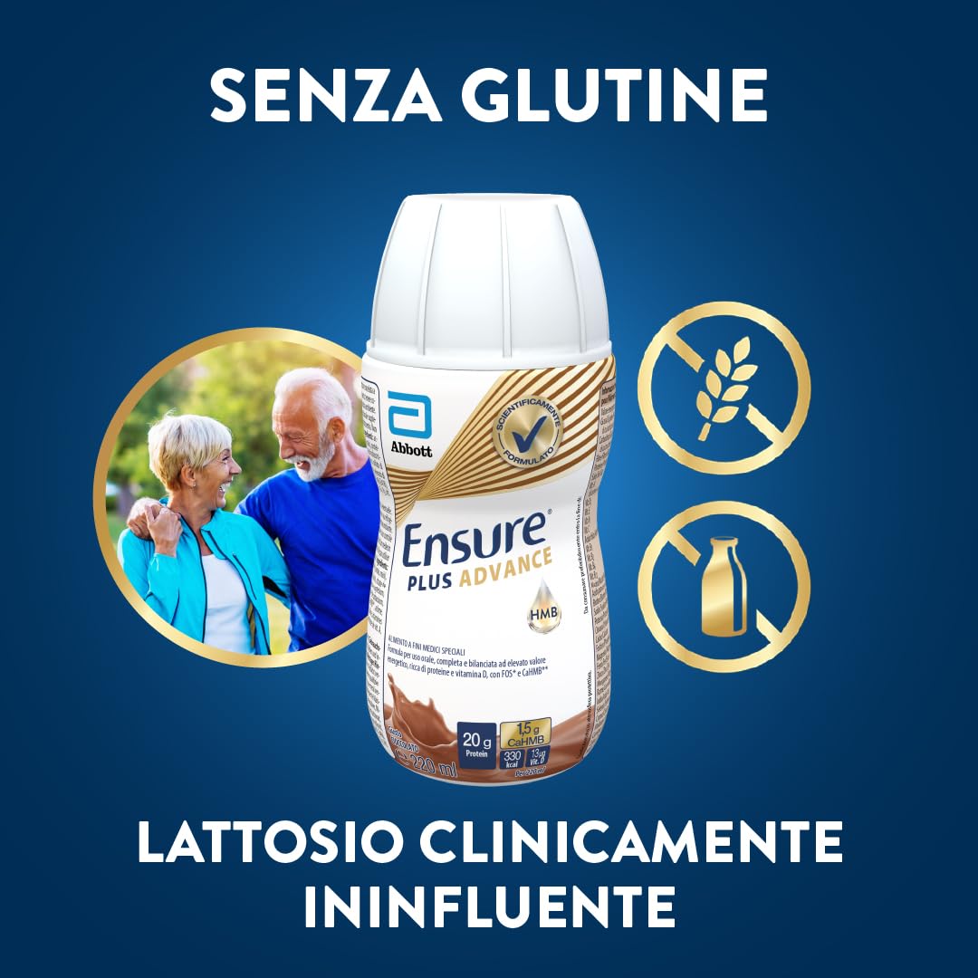 Ensure Plus Advance Supplemento Nutrizionale Ipercalorico ed Iperproteico |Formato bevanda| Alimento a fini medici speciali iperproteico| Confezione 4x220ml Gusto Cioccolato