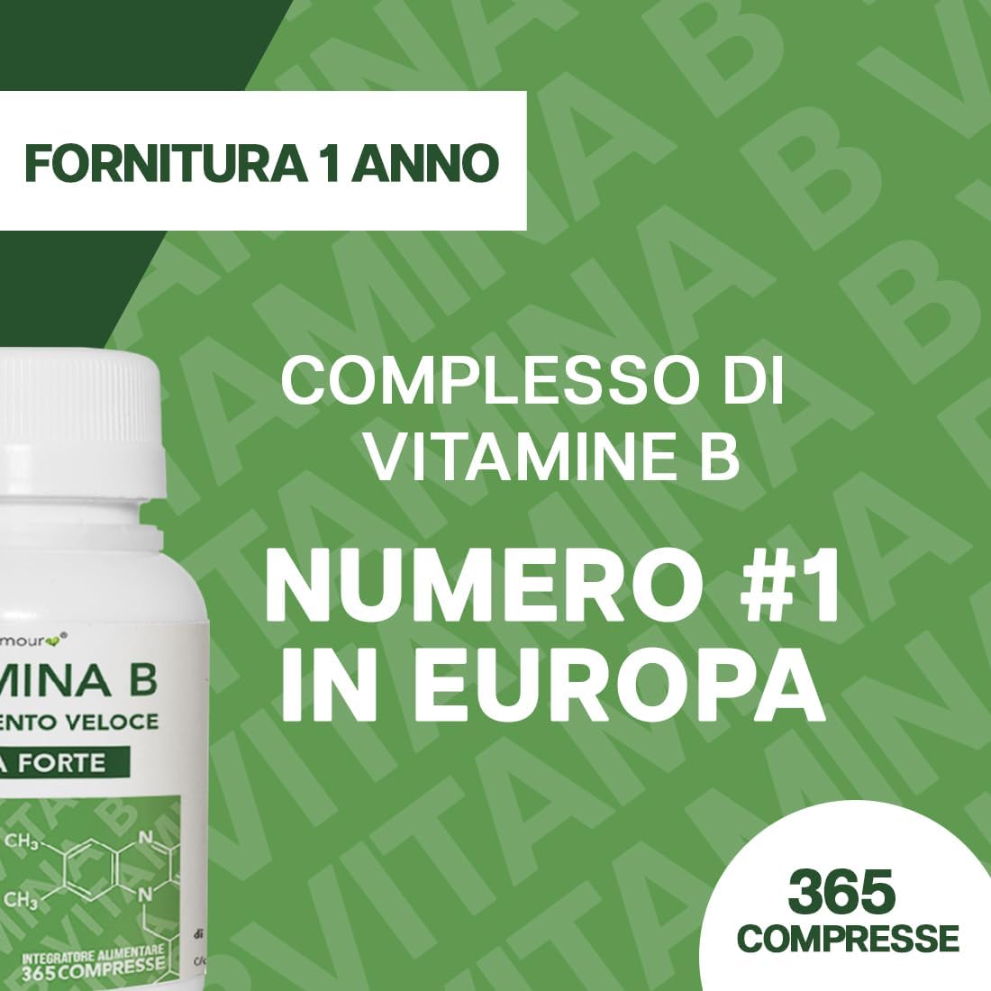 VITAMINA B EXTRA FORTE I 365 Compresse (Scorta Per 12 Mesi)| Complex di Vitamina B con Vitamina B1, B2, B3, B5, B6, B12, con Biotina, Acido Folico e Vitamina B12