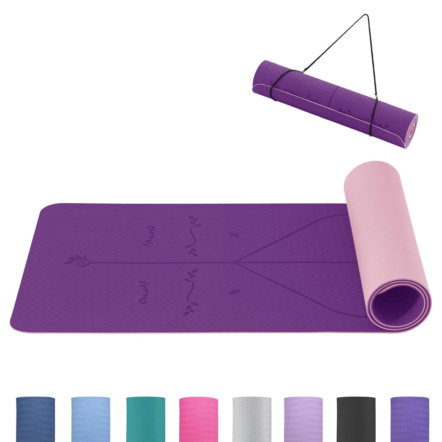 Good Nite Tappetino da yoga da 6 mm, in TPE, antiscivolo, per fitness, pilates, allenamento, yoga, pilates, allenamento, 183 x 61 x 0,6 cm