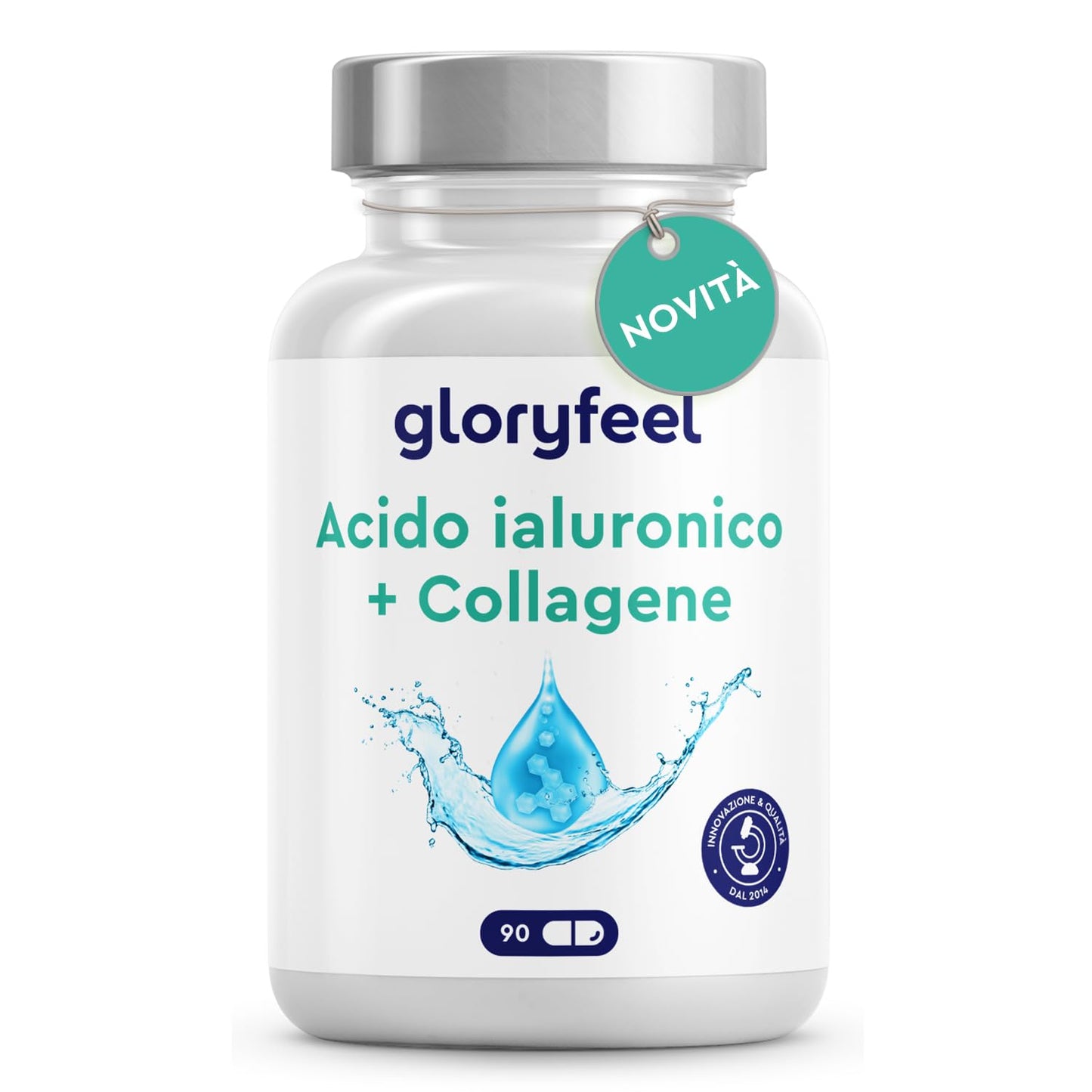 Collagene e Acido Ialuronico Integratore 180 Capsule, + Vitamina C, Biotina, Zinco e Selenio, 1000mg Collagene Idrolizzato + 200mg Acido Ialuronico con Bambù & Silicio