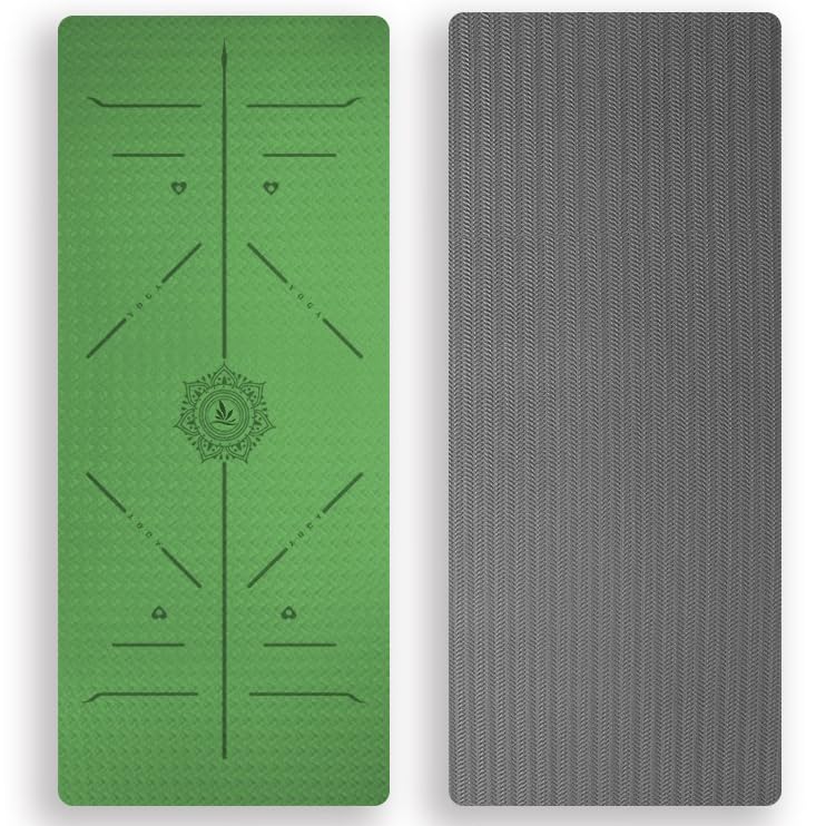 FP-TECH Tappetino da Yoga Imbottito Antiscivolo Fitness Pilates Ginnastica in TPE Mat con Sacca 183 X 68 X 0.8 CM