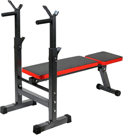 Wiltec Panca per Pesi Pieghevole per Max 230kg Panca Fitness 2in1 inclinata e Piana Porta bilanciere