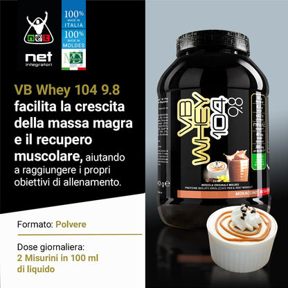 NET Integratori VB WHEY 104 9.8 Optipep - 900g Cioccolato - Proteine Isolate Idrolizzate per via Enzimatica Con EAA e BCAA - Massimizza Sintesi Proteica, Crescita e Mantenimento Muscolare