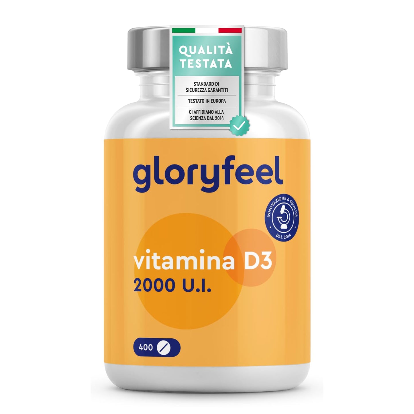 Vitamina D 2000UI (50mcg), Qualità Premium, 13+ Mesi di Vitamina D3, 400 Compresse di Vitamina D 2000 UI (Colecalciferolo), Ossa, Denti, Muscoli, Sistema Immunitario, Integratore Vitamina D (Vit D)