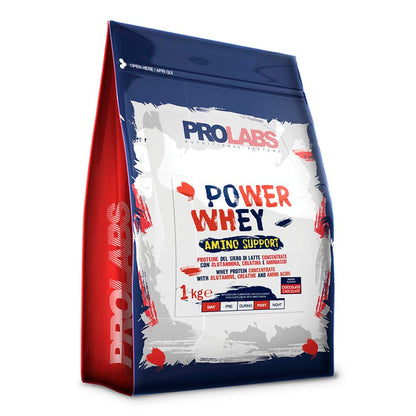 PROLABS POWER WHEY AMINO SUPPORT – 1 Kg - Cioccolato - Proteine del siero di latte – Con aminoacidi - Crescita della massa muscolare - Elevato valore biologico - Ottimo per gli sportivi