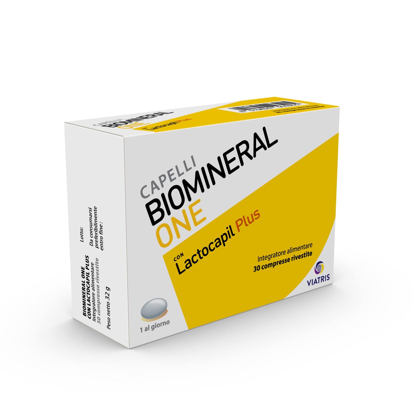 BIOMINERAL ONE Capelli, Integratore Alimentare per Capelli a Base di Lactocapil Plus con Biotina, Vitamina D, Acido Linoleico e Taurina, 90 Compresse, Trattamento per 3 Mesi