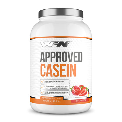 WFN Approved Casein - Neutro - 1 kg - Proteine della caseina con lattasi - Proteina in polvere cremosa - Molto solubile - Prodotto in Germania - Testato in laboratorio esterno