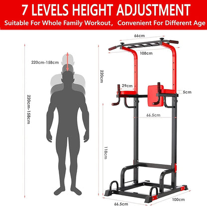 TLGREEN Power Tower, Multifunzione Regolabile Stazione per Fitness a Casa e in Palestra, Fino a 200 kg