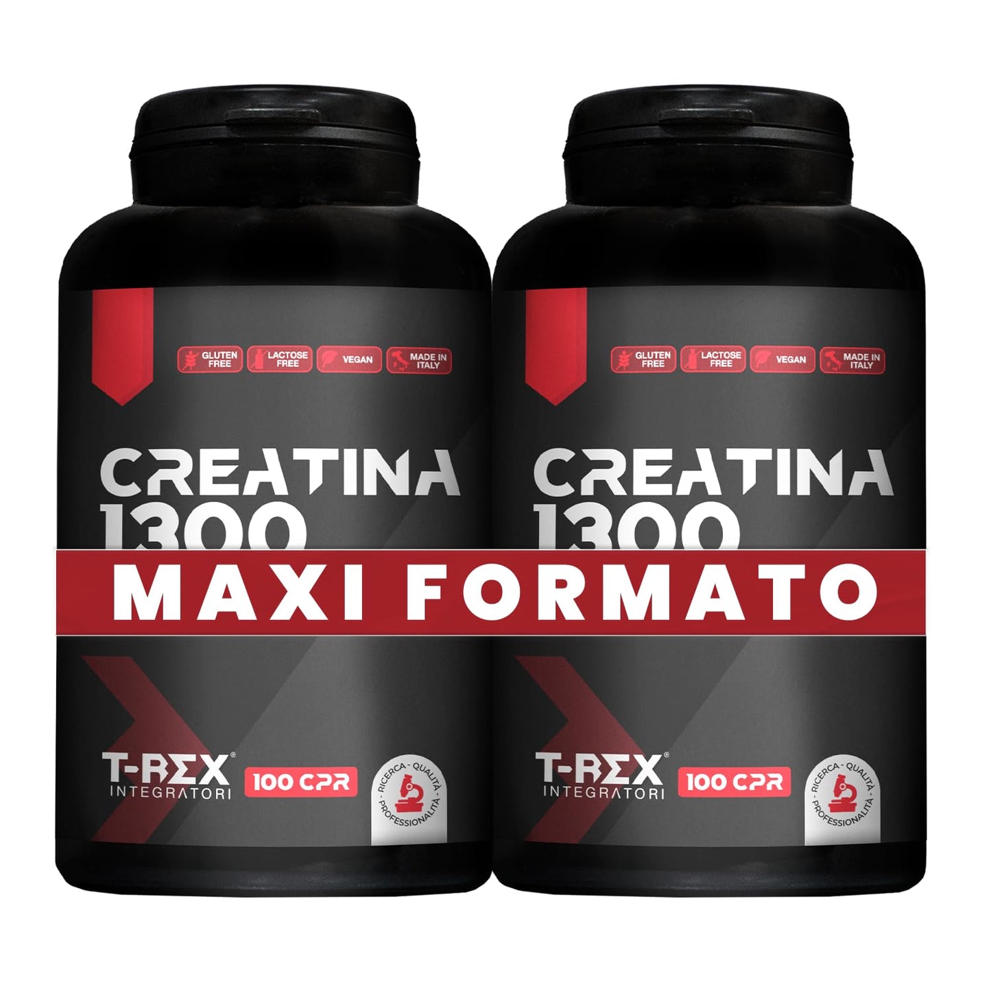 T-Rex Integratori Creatina Micronizzata Monoidrata 100 compresse da 1300mg - Integratore alimentare per massa muscolare e boost energetico pre workout