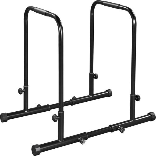 Yaheetech Dip Barre Parallele Fitness Dip Bar Stand Station Regolabile per Calisthenics/Stretching/Addominali in Acciaio Nero